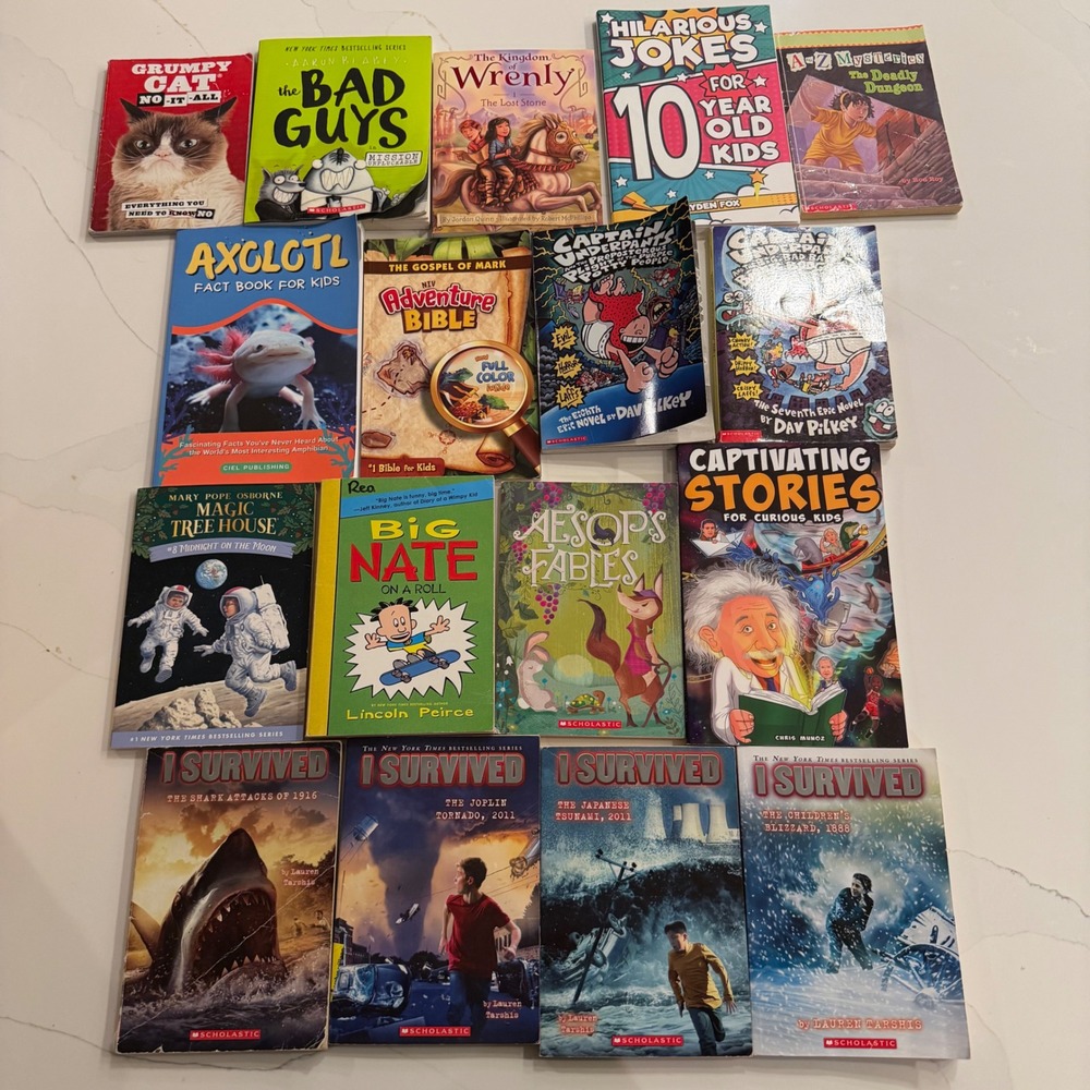 17 Childrens Book Lot I Survived Magic Tree House Captain Underpants Big Nate